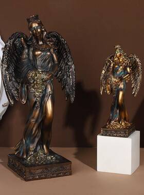 希腊财富女神树脂工艺品神话人物摆件天使酒柜书房装饰雕塑手工