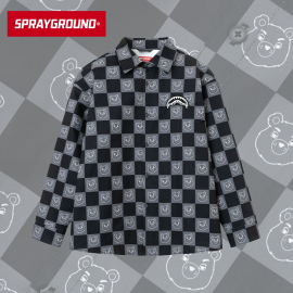 sprayground春秋冬棋盘格小熊，格子衬衫男潮流，上衣女w0730405