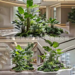 仿真绿植组合造景楼梯下商场门店办公室景观假树室内盆栽装饰摆件