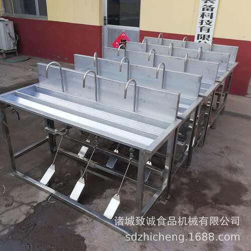 304不锈钢脚踏式洗手消毒池 双槽洗手池 多头洗手消毒水槽
