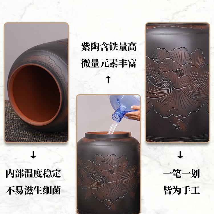 建水紫水抽缸水缸用家用储水陶瓷纯净水桶155中陶式茶道泡茶桌水