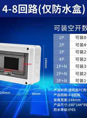 HT-5WAY(阻燃中信电配箱户漏外防水明漏保盒布IP65充电桩线断路器