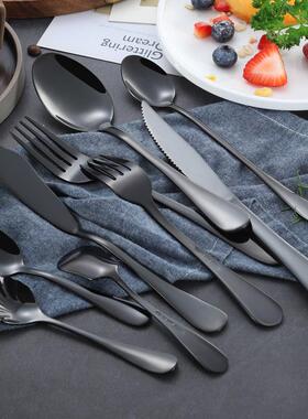 跨境亚马逊餐具套装 1010黑色不锈钢餐具刀叉勺 餐刀叉子勺子套件