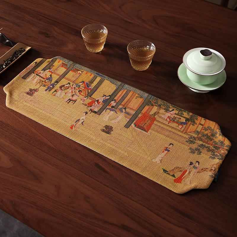 正品艺骆易家宋代美学汉宫春图晓中式桌旗古典茶茶席茶桌布长条几图片