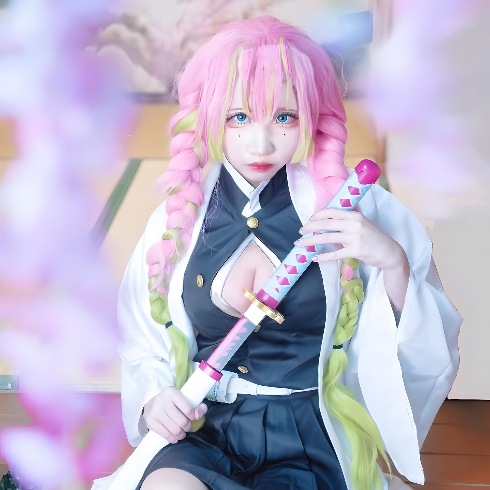 鬼灭之刃cos服甘露寺蜜璃cosplay假发日轮刀武器纹身贴鞋子道具