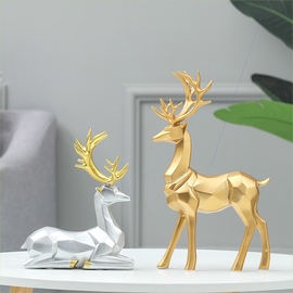 树脂工艺品现代简约折纸鹿创意摆件室内软装家居桌面摆件