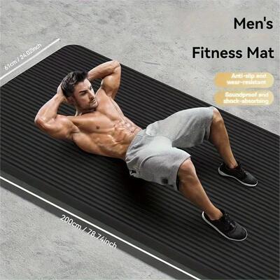 1 thick non-slip black yoga mat - durable NBR rubber, perfec