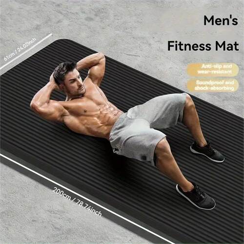 1 thick non-slip black yoga mat - durable NBR rubber, perfec