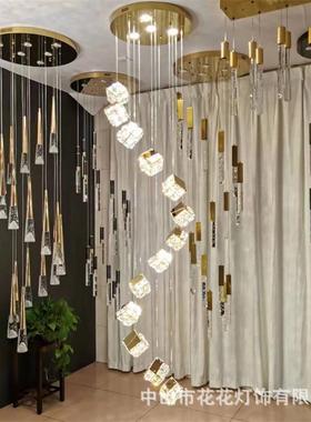 楼吊灯轻奢别墅跃层挑间空梯客厅水晶长吊灯无品牌/复式flot公寓