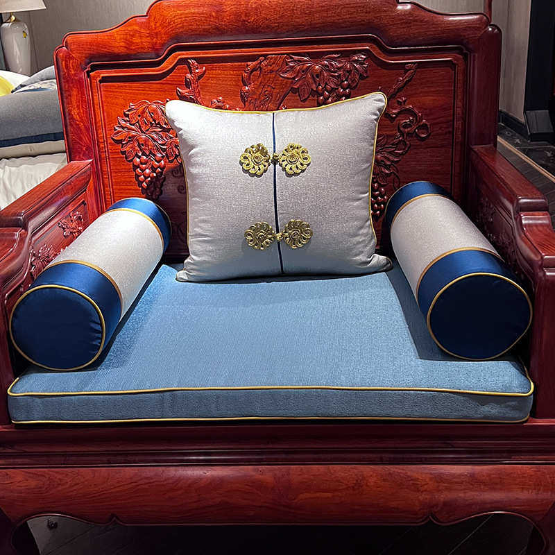 新中式高精密沙发垫提花国风高级感红木客厅家具乳胶坐垫抱枕罩套