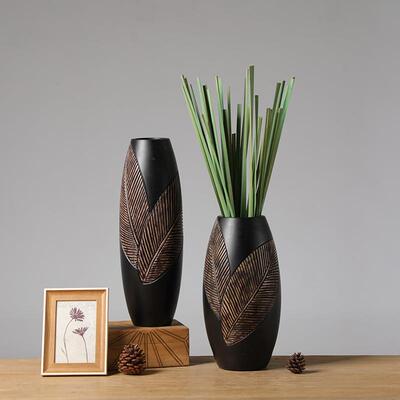 中式复树脂落地大花瓶厅摆轻奢高3994档现古代客插花件电视柜旁装