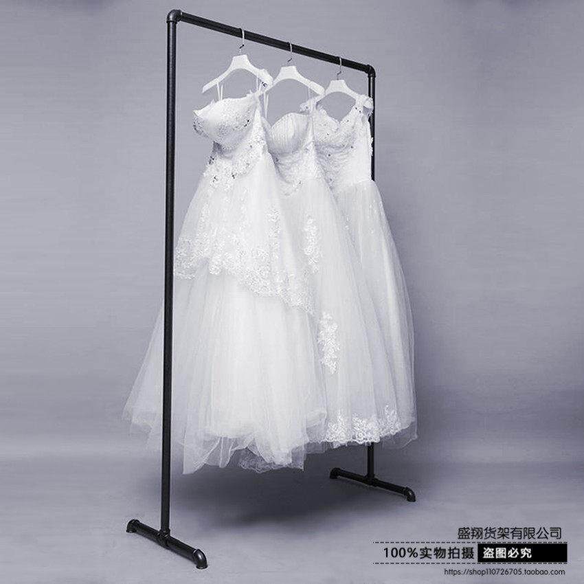 服装店展示黑色服装架女装店架落管地架式挂衣水架子复古陈列1988