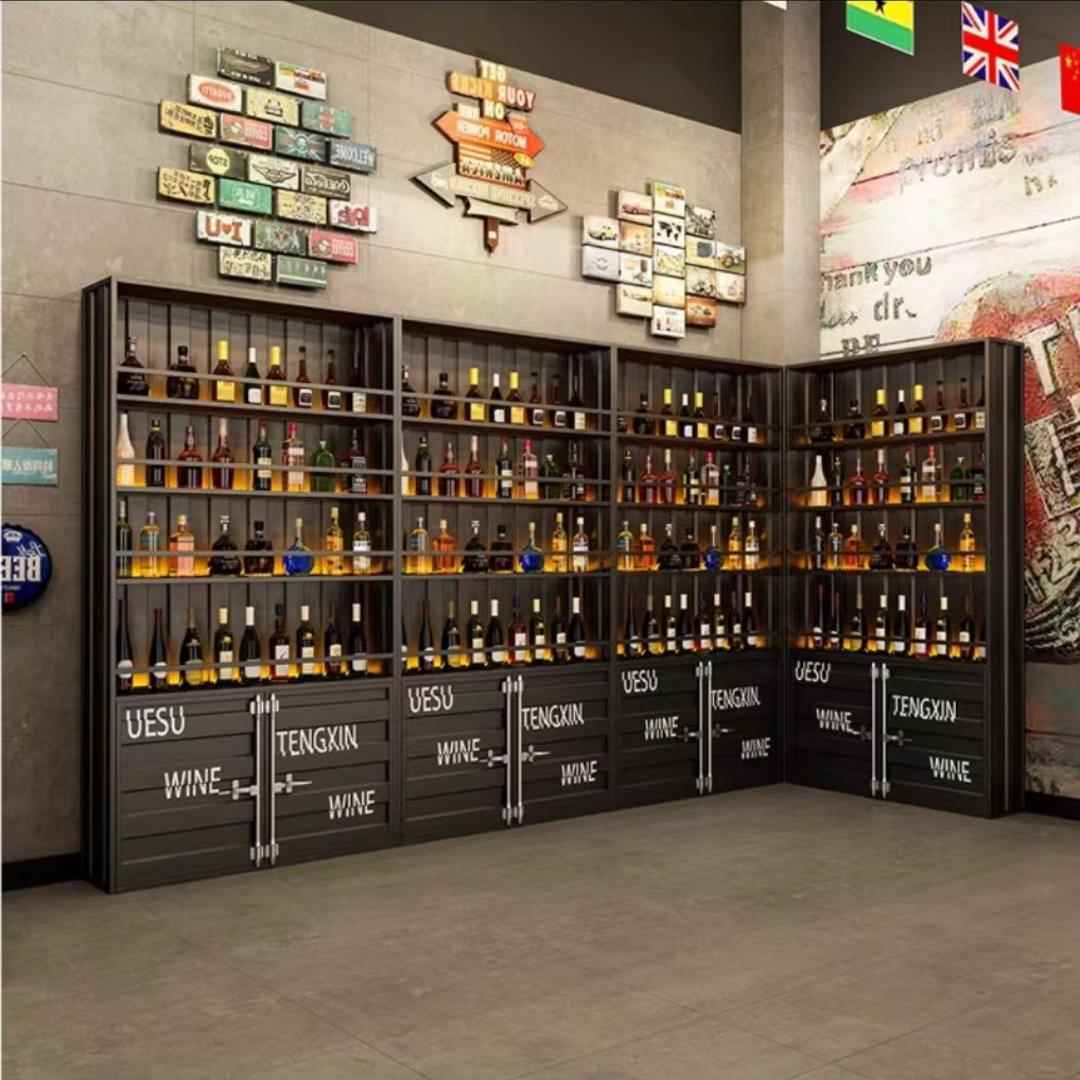 展工业风铁艺柜示柜复古商用置物架落地式架多层26513651红酒展酒