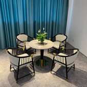 实木洽谈奢组合酒店餐椅整装 会kk售楼部桌椅圈椅现代轻所接待简约