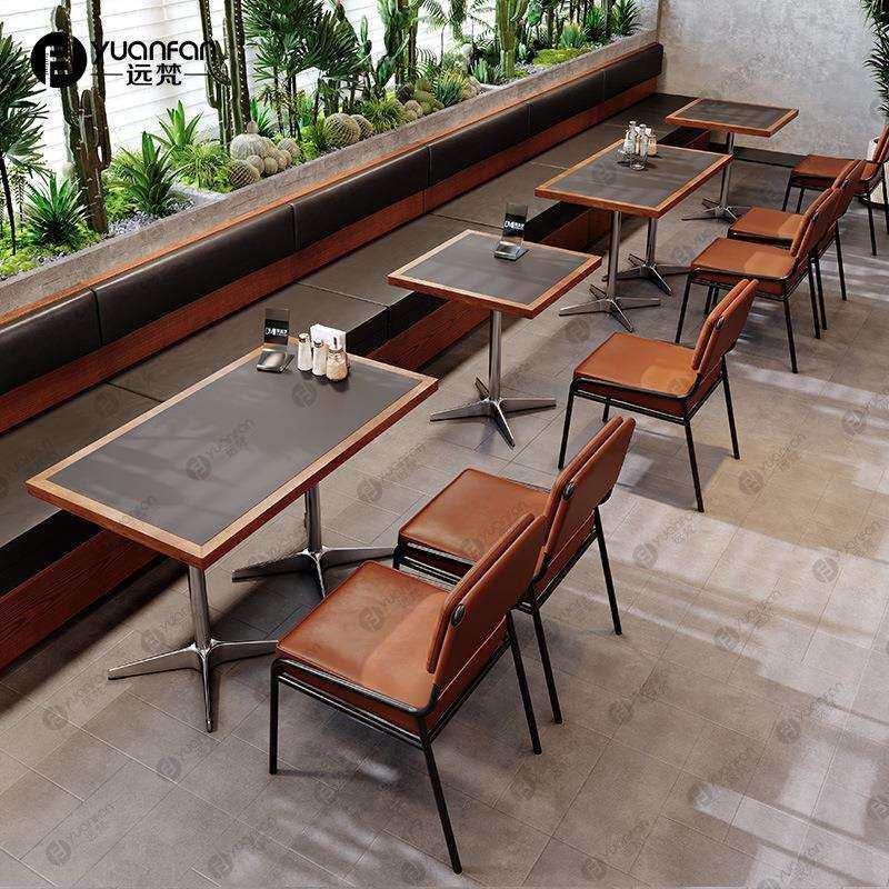 工业风咖啡厅酒吧桌椅组合商用火锅店餐饮桌椅复古西餐厅卡座沙发