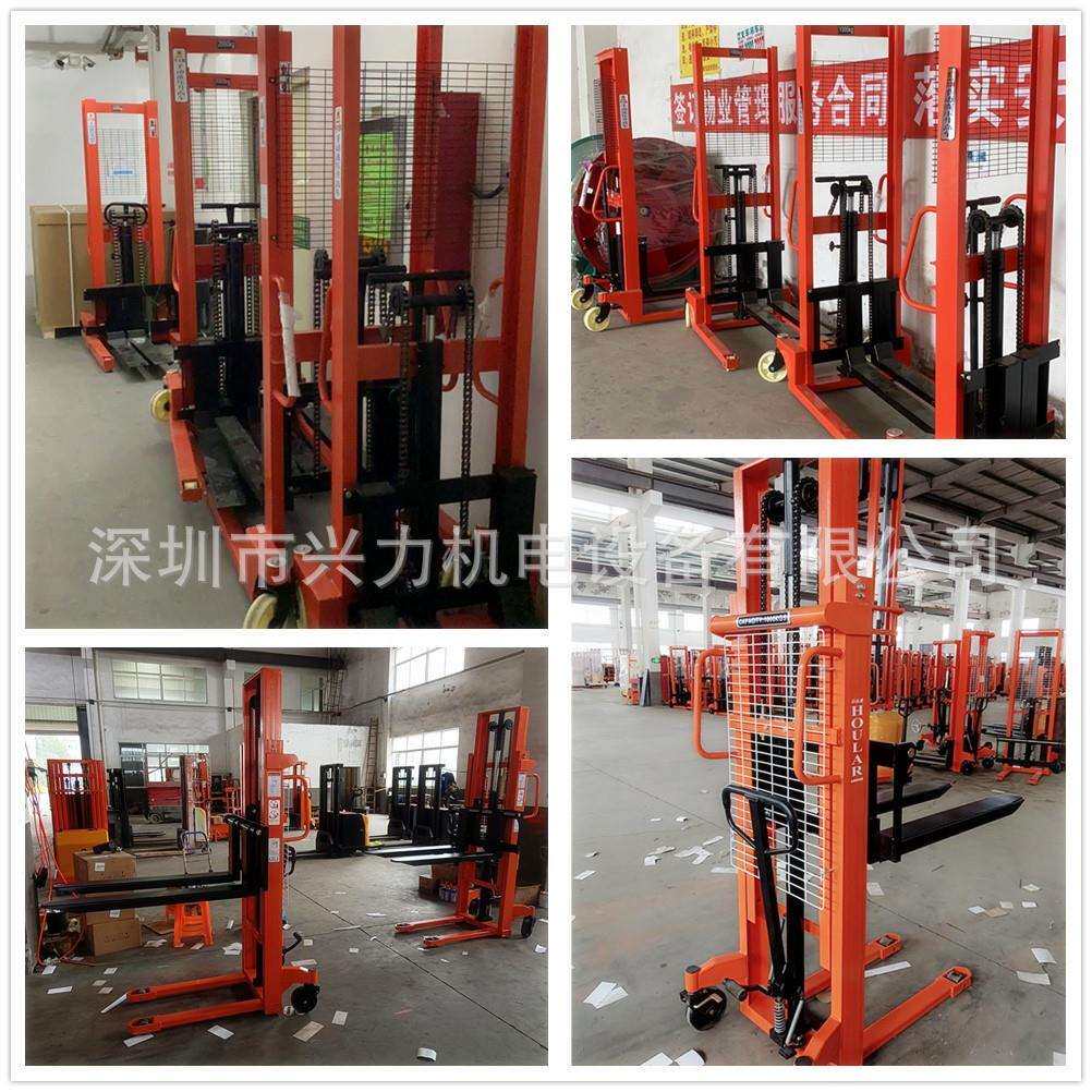 1吨手动堆高车叉车手动液压升高叉车手动堆高机液压叉车 可定加宽