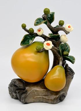 宏达 黄铜彩绘创意 柚子 铜器礼品家居水果吉祥摆件