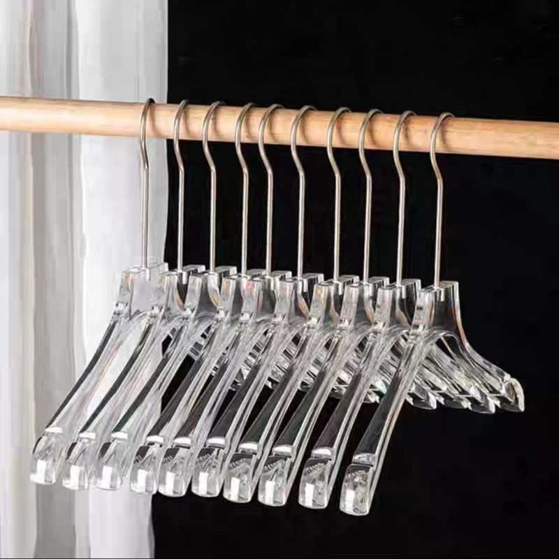 透明水晶衣架亚克力扁钩子服装店专用无痕防滑高档裤架衣撑新款