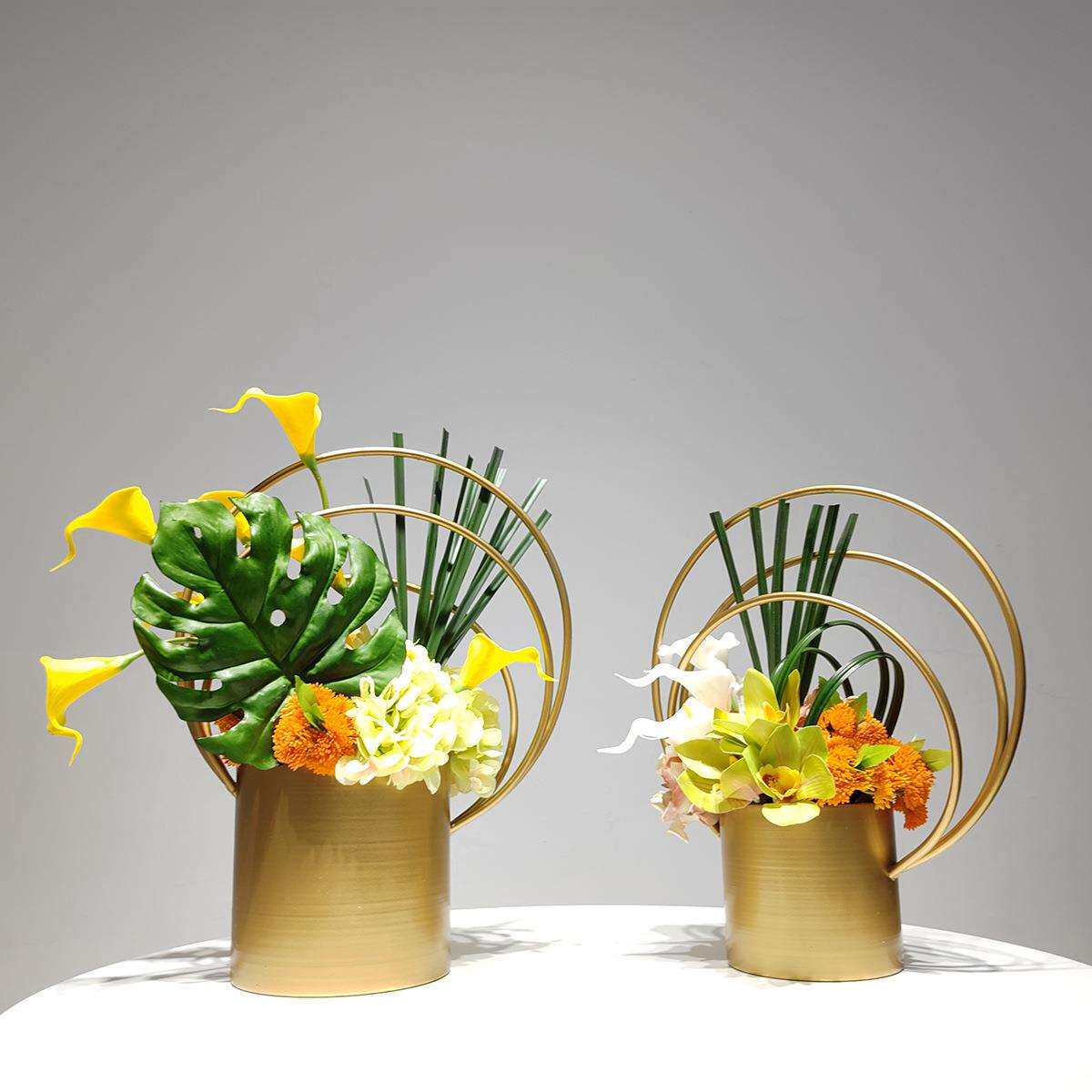现代花卉植物假花客厅茶几餐桌会客室装饰品欧式轻奢仿真花艺摆件