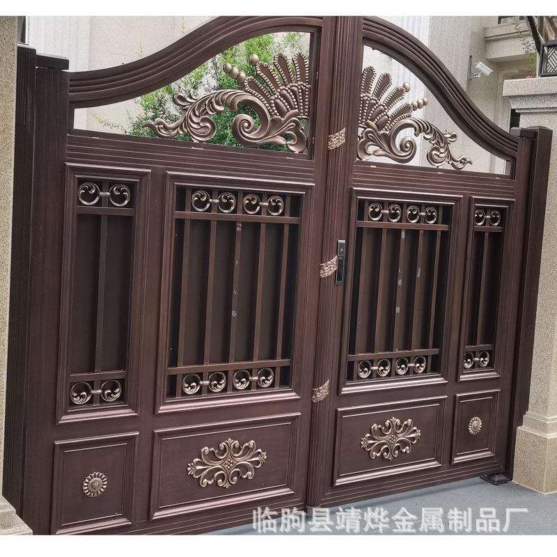 精雕铸铝门别墅大门新中式双开门家用子母门防盗门自建房铝艺大门