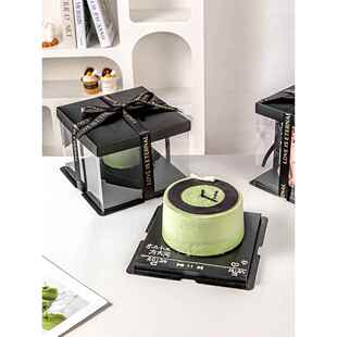 黑色蛋糕盒透明包装盒空4 4 6 6 8 8英寸生日礼物高塑料广场等级5