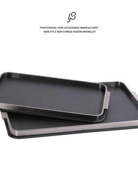 轻奢现代编织皮革金属托 托盘家居软装客厅茶几收纳盘浴室香薰盘