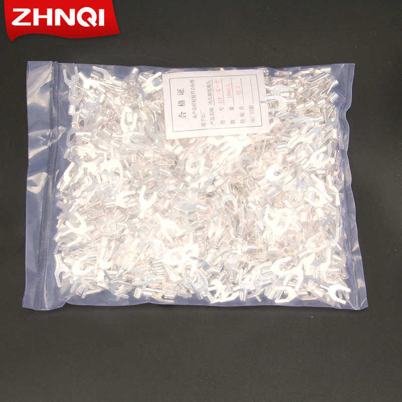 UT4-6全铜冷压接线端子叉型Y形端头U型压线裸端子线鼻子SNB线耳