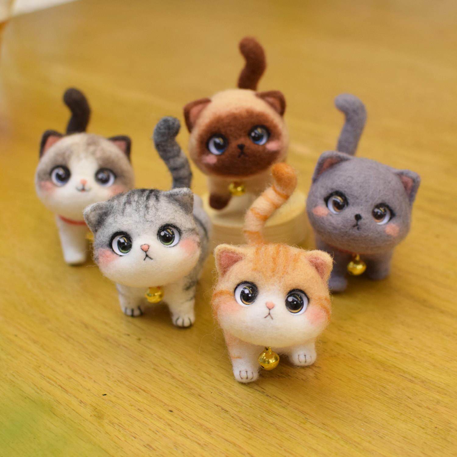 羊毛毡戳戳乐手工diy材料包仿真可爱猫咪宠物猫玩偶摆件创意礼物
