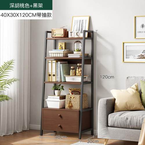 客厅置物架卧室梯式落地靠墙多层简易北欧白色网红书架房间收纳架