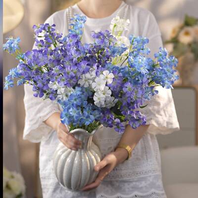 满天星 花束紫餐色绢布材质 桌花 GGR冷色彷蓝真花