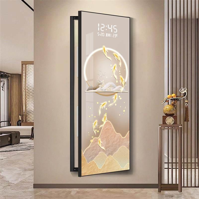 轻奢九鱼电表箱装饰画 画电子时钟表超大尺寸电闸盒配电箱遮挡挂