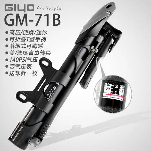 台湾GIYO公路登山自行车打气筒高压可携式迷你小型家用骑行篮球足