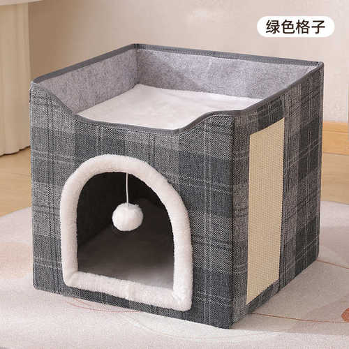 别墅可折叠收纳板批发窝保暖猫格子宠物用品带窝猫抓猫房子猫