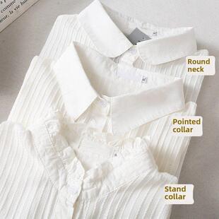 香港白色衬衫女长袖春秋冬加绒大码胖mm纯棉文艺百搭职业打底衬衣