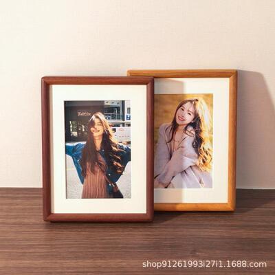 木榫卯圆实角照片相框摆感台厂家画2813人墙框挂67810寸高级摆件
