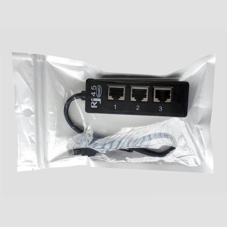 新款直销RJ45网络连接器 网线延长器 高品质网口一分三转接头八芯