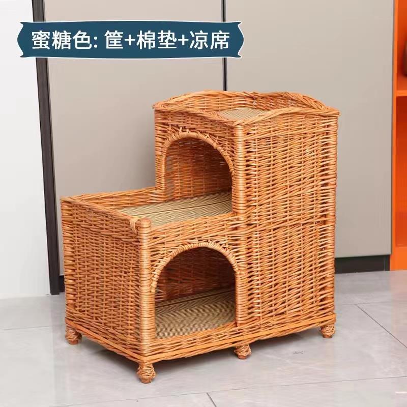 正品藤编猫窝猫猫别墅猫房子手工编猫笼织子季猫爬架四通屋用猫睡
