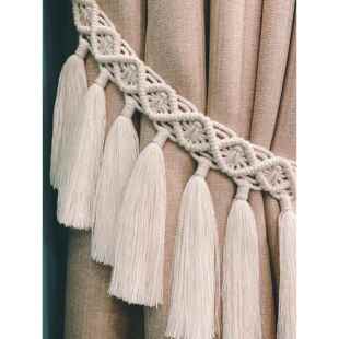 斯堪的那维亚窗帘扣带手工编织B&B样板房商店橱窗门窗帘装饰流苏