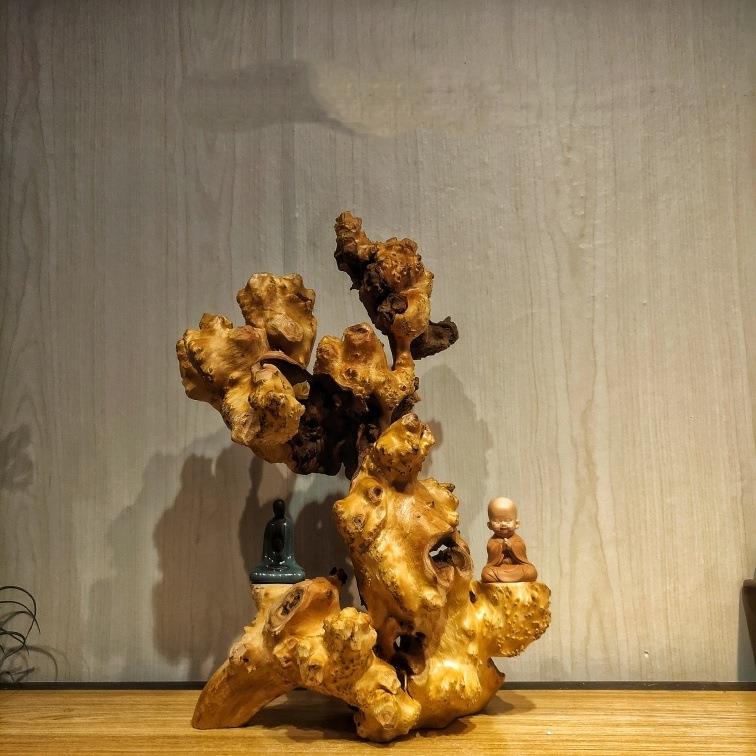 新品玄关电视柜边几茶桌创意家居装饰崖柏风化木根雕枯木禅意桌面