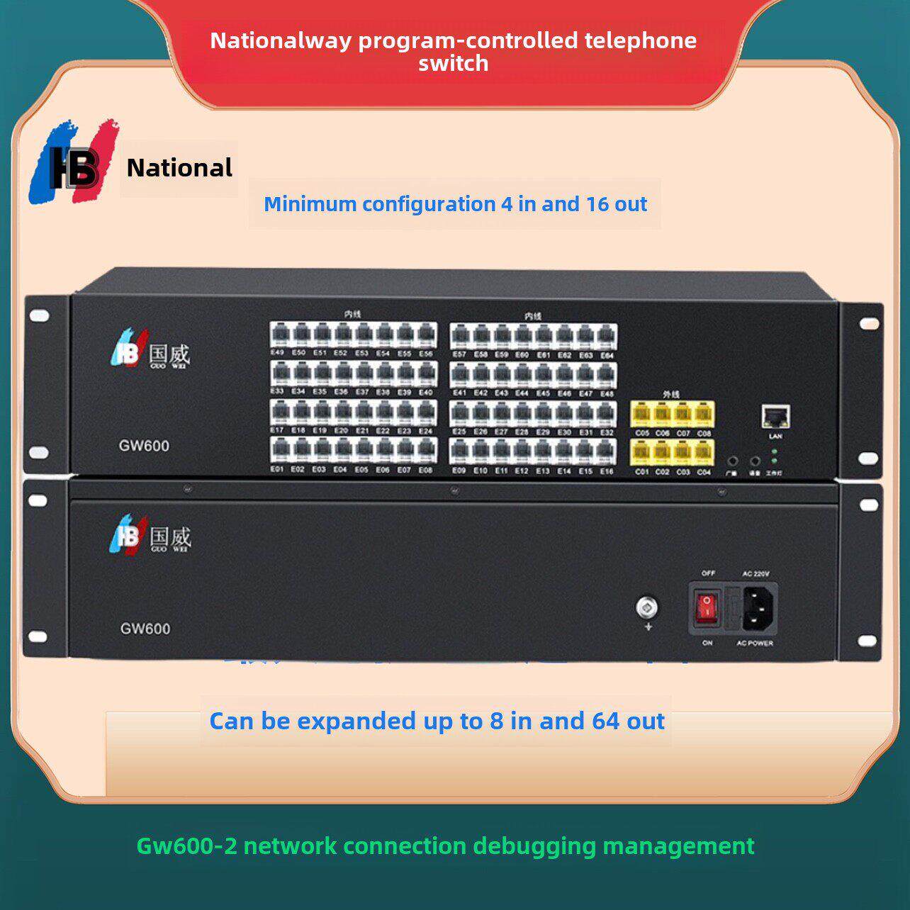 国家Gw300/Gw600程控电话交换机24 8 in 8 16