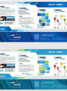 创意简约科技企业简介文化墙公司历程介绍宣传展板设计AI素材模板