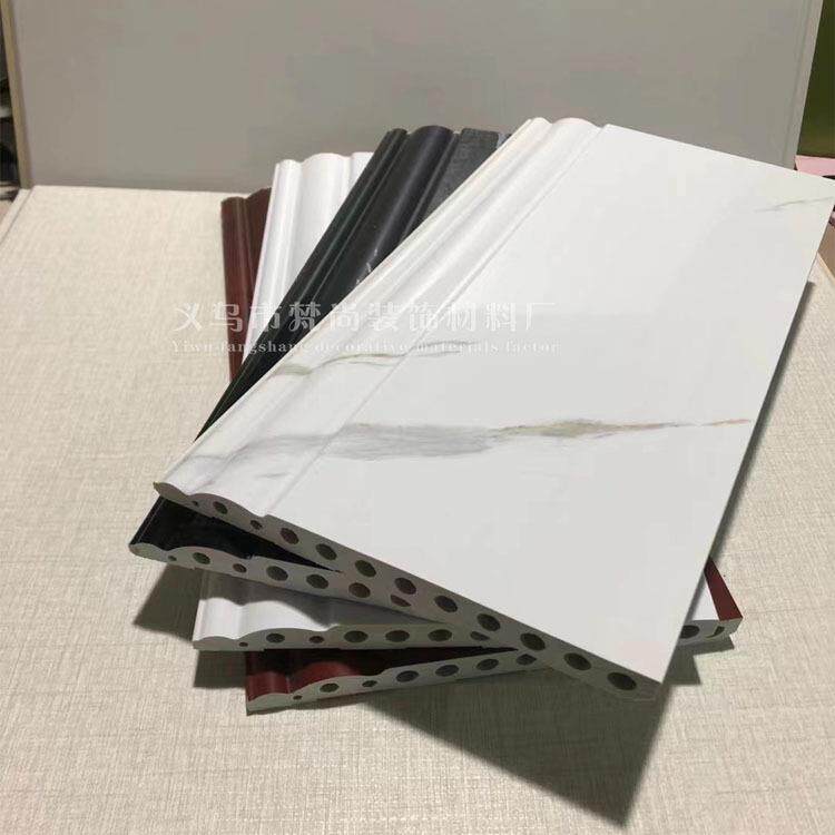 新款直销15cm踢脚线18公分pvc/石塑自粘仿大理石材石纹收口线地脚