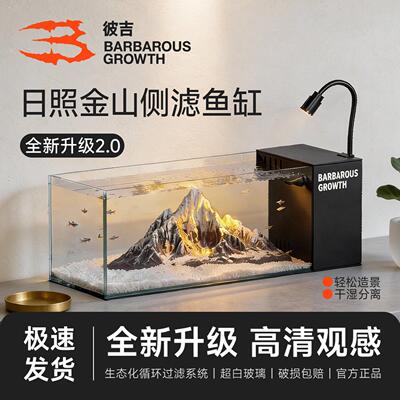 2026新款侧滤溪流缸过滤制氧一体生态造景全套家用客厅桌面金鱼缸