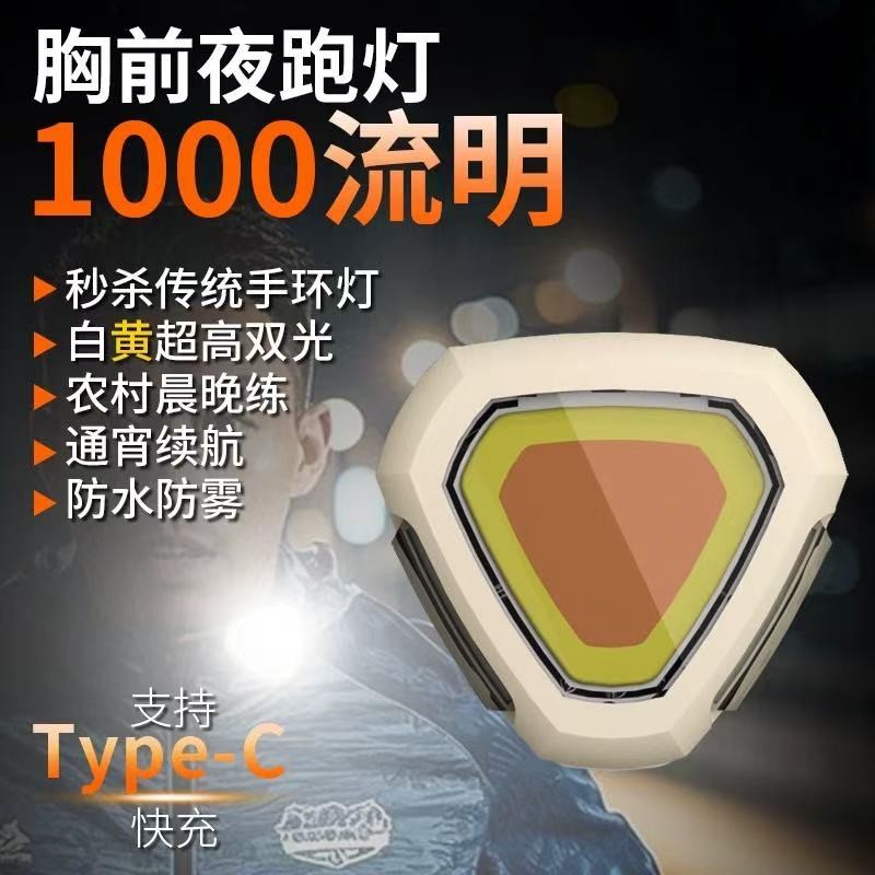 多功能跑步灯夜跑头灯充电强光户外迷你便携衣夹灯超亮头戴式照明