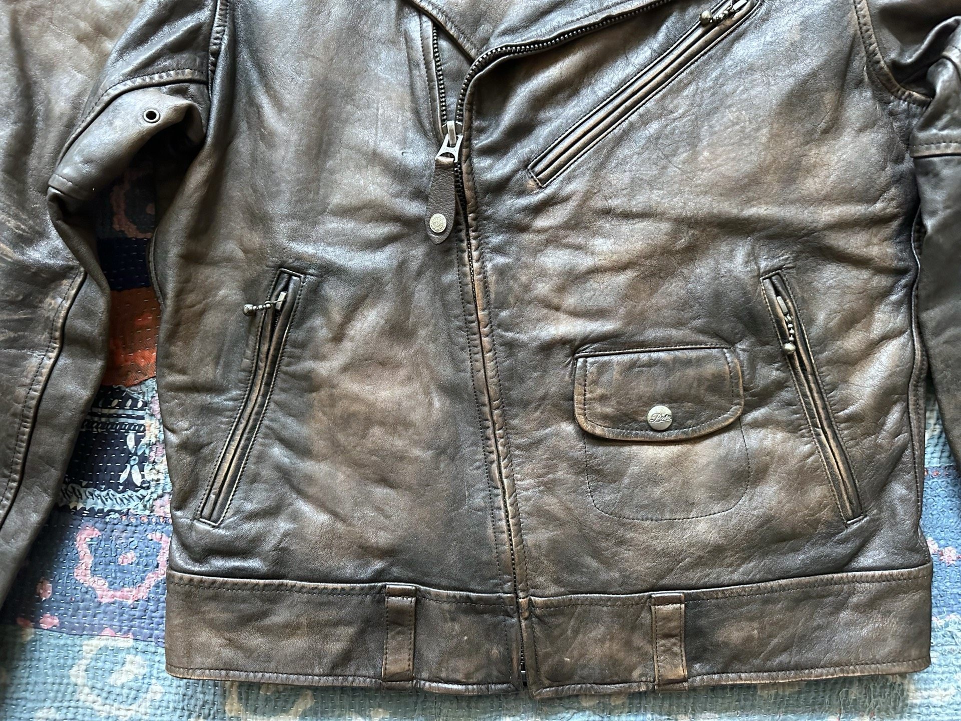 Polo Ralph Lauren Brown Distressed Biker Jacket — back