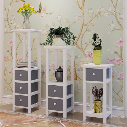 现代简约多层花客厅阳台花几木盆0036景架式绿萝架花实架抽屉鱼缸