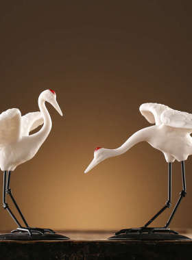 鱼缸造景装饰中式仙鹤陶瓷白鹤盆景园林微景观小摆设禅意沉水摆件