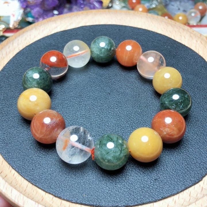 b064一物一图 天然福禄寿水晶手串手链15.3mm70g