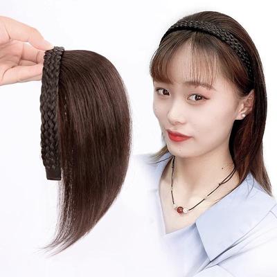 爆款假发女片头顶补发蓬松遮白发全真发辫子发箍一体无刘海头顶假