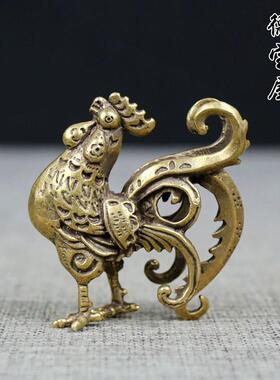 铜鸡仿古黄铜大公鸡实心复古创意大公鸡十二生肖风水摆件小号